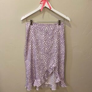 SHEIN Lavender Floral Asymmetrical Skirt
